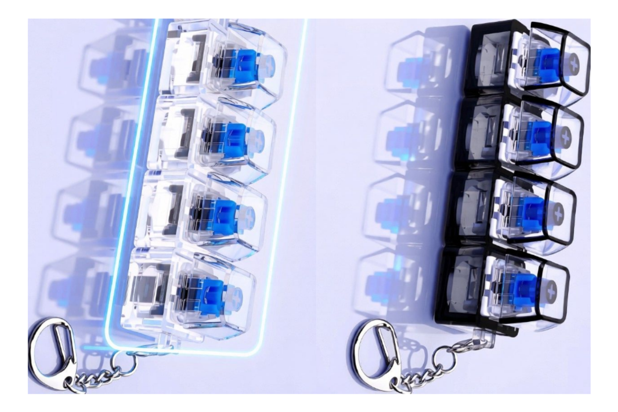 Clicker Mecánico Anti-Estrés – 4 Teclas con Luces LED